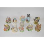 TEN BEATRIX POTTER MODELS INCLUDING LADY MOUSE WITH BESWICK BACK STAMP