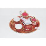 MINIATURE CROWN PORCELAIN TEA SET AND TRAY COMPRISING TEA POT, MILK JUG, SUGAR BOWL, TWO SMALL