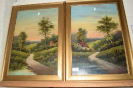 PAIR OF FRAMED OILS DEPICTING COUNTRY SCENES, SIGNED G MACE, EACH APPROX 52 X 34CM