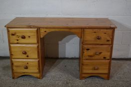 MODERN VARNISHED PINE DRESSING TABLE, WIDTH APPROX 128CM