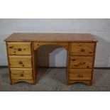 MODERN VARNISHED PINE DRESSING TABLE, WIDTH APPROX 128CM