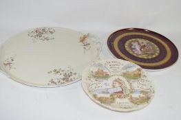 CERAMIC ITEMS INCLUDING VICTORIA DIAMOND JUBILEE PLATE, LARGE PLATE DECORATED IN VIENNA STYLE WITH