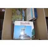 BOX OF MIXED BOOKS, SOME LOCAL INTEREST INCLUDING BATSFORD BOOK ON NORFOLK