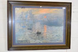 LARGE FRAMED PRINT OF A MONET PAINTING