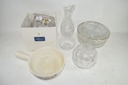 CUT GLASS WARES INCLUDING A POLISH LEAD CRYSTAL FLOWER HOLDER