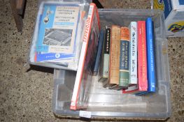 PLASTIC BOX OF BOOKS INCLUDING MOTOTCYCLYING INTEREST, CLASSIC MOTORBIKES ETC AND SOME MAPS