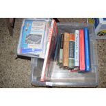 PLASTIC BOX OF BOOKS INCLUDING MOTOTCYCLYING INTEREST, CLASSIC MOTORBIKES ETC AND SOME MAPS
