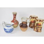 CERAMIC ITEMS INCLUDING A CAULDON BLUE AND WHITE JUG, DOULTON HARVESTWARE JUG AND OTHER ITEMS