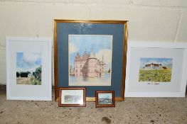 QUANTITY OF VARIOUS FRAMED PICTURES INCLUDING SMALL WATERCOLOUR OF A COUNTRY CHURCH, PENCIL