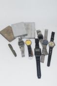 BOX CONTAINING CIGARETTE CASES AND GENTS WRIST WATCHES