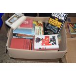 BOX OF MIXED BOOKS, VARIOUS HARDBACK NOVELS BY ROBERT LUDLUM, MARIO PUZO