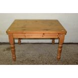 HEAVY WAXED PINE KITCHEN TABLE, APPROX 120 X 90CM