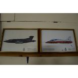 PAIR OF MILITARY AVIATION INTEREST PRINTS DEPICTING A BUCCANEER S.2B OF 12 SQUADRON, RAF