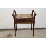 EDWARDIAN PIANO STOOL WITH STRUNG DECORATION, WIDTH MAX APPROX 55CM