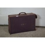 VINTAGE SUITCASE BY W HOUGHTON OF SOUTHAMPTON ROW, LONDON COMPLETE WITH FITTED CANVAS COVER