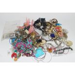 BOX CONTAINING LARGE QUANTITY OF BEADS, BRACELETS AND OTHER COSTUME JEWELLERY