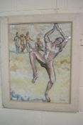 LARGE FRAMED ABSTRACT, NAKED FIGURES