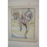 LARGE FRAMED ABSTRACT, NAKED FIGURES