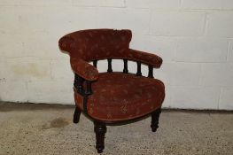 UPHOLSTERED VICTORIAN ARMCHAIR, WIDTH APPROX 68CM