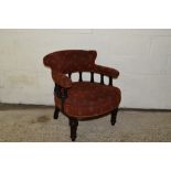 UPHOLSTERED VICTORIAN ARMCHAIR, WIDTH APPROX 68CM