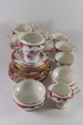 PART AYNSLEY TEA SET, THE PINK AND WHITE GROUND WITH FLORAL SPRAYS