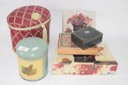 VARIOUS BISCUIT TINS AND GLASS WARES