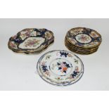 BOOTHS 18TH CENTURY WORCESTER STYLE WARES DECORATED WITH FLOWERS INCLUDING SIX PLATES AND TWO