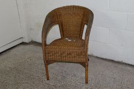 WICKER TUB CHAIR, APPROX 60CM WIDE