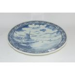 LARGE BLUE AND WHITE CHARGER WITH A DUTCH DELFT TYPE DESIGN