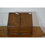 EARLY 20TH CENTURY OAK TABLE TOP STATIONERY BOX WITH FITTED INTERIOR, WIDTH APPROX 38CM