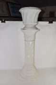 WHITE GLAZED POTTERY JARDINIERE AND STAND