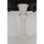 WHITE GLAZED POTTERY JARDINIERE AND STAND