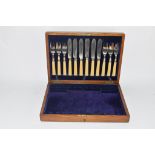 BOXED SET OF PLATED KNIVES WITH BONE HANDLES