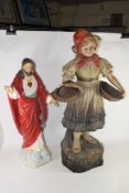 LARGE EARLY 20TH CENTURY POTTERY OR PLASTER MODEL OF A DUTCH GIRL, TOGETHER WITH A PLASTER MODEL