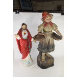 LARGE EARLY 20TH CENTURY POTTERY OR PLASTER MODEL OF A DUTCH GIRL, TOGETHER WITH A PLASTER MODEL