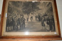 FRAMED 19TH CENTURY PRINT, "HER MAJESTY THE QUEEN OPENING THE GREAT EXHIBITION OF ALL NATIONS 1851",