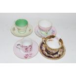 ENGLISH PORCELAIN TEA CUPS AND SAUCERS, VARIOUS FLORAL DESIGNS