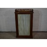 EARLY 20TH CENTURY GLAZED SIDE CABINET WITH FRETWORK RAIL ABOVE, WIDTH APPROX 61CM