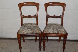 PAIROF 19TH CENTURY UPHOLSTERED BALLOON BACK CHAIRS