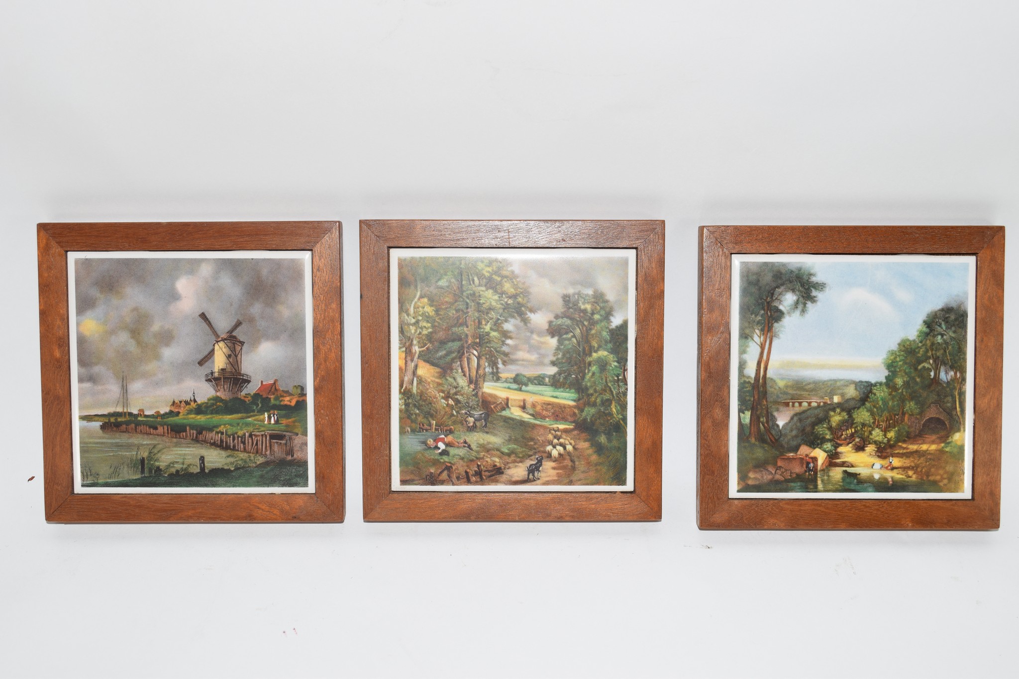 GROUP OF WOODEN COASTERS WITH DUTCH LANDSCAPE SCENES