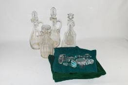 GLASS DECANTERS WITH QUANTITY OF STOPPERS