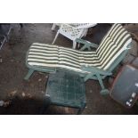 PLASTIC GARDEN RECLINER CHAIR T/W SMALL LOW TABLE