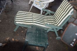 PLASTIC GARDEN RECLINER CHAIR T/W SMALL LOW TABLE