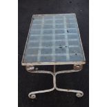 GLASS TOPPED WROUGHT IRON GARDEN LOW TABLE