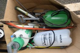 BOX: VARIOUS GARDEN SPRAYERS ETC