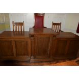 Large three-section break top Council chairman and officer’s desk/podium, together with a black