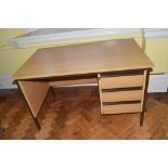 Modern light oak effect three drawer office desk (metal framed)