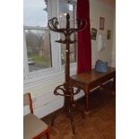 Early 20th century stained beech, bentwood hat/coat/umbrella stand (beehive finial)