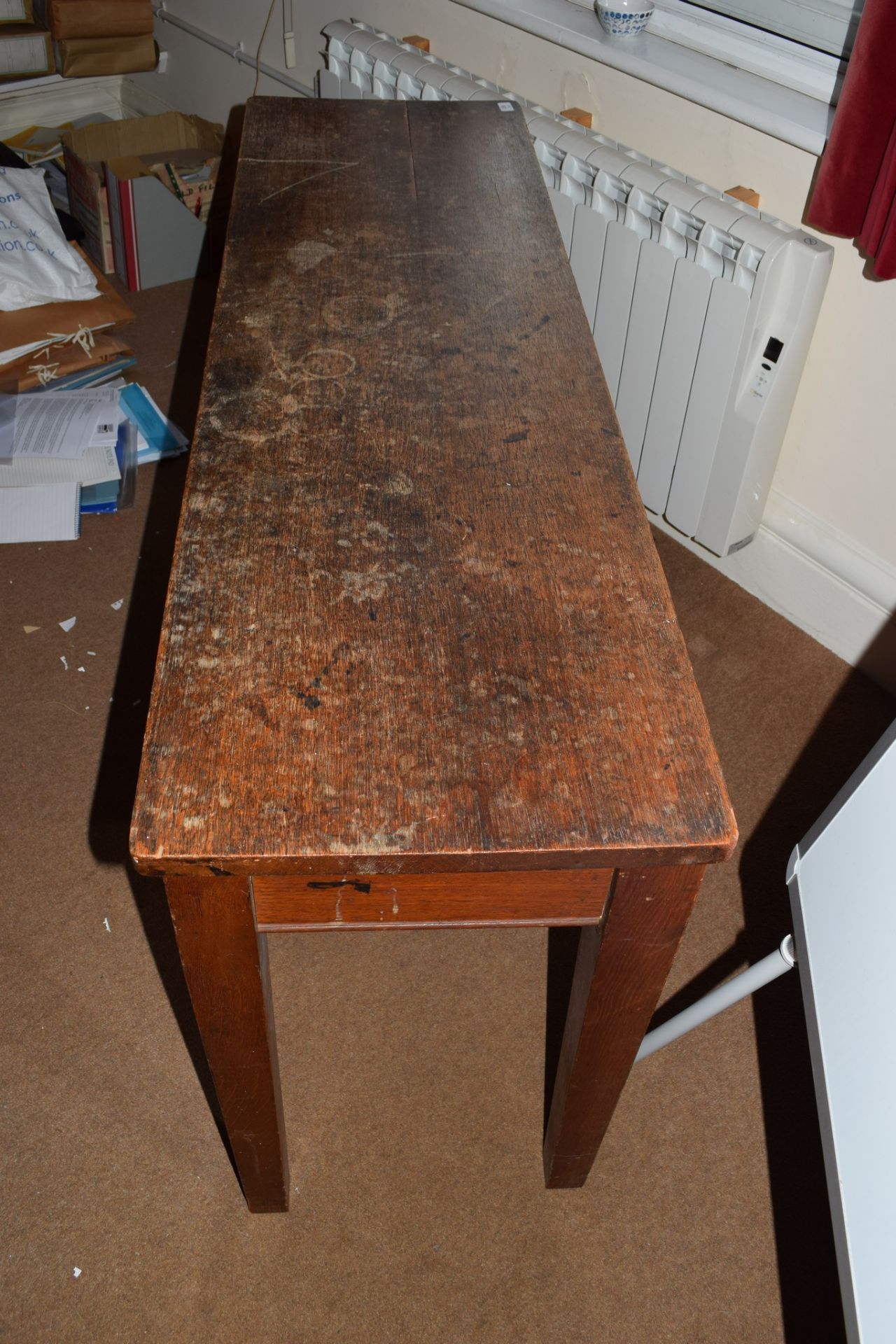 Long oak hall table on square legs - Image 3 of 4