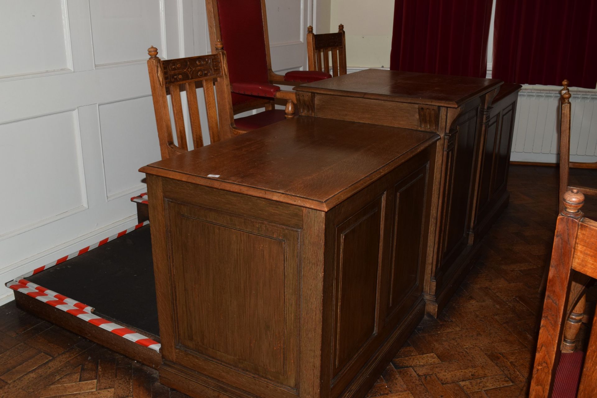 Large three-section break top Council chairman and officer’s desk/podium, together with a black - Image 2 of 4